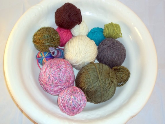 1 Pound Mixed Lot of Acrylic Yarn - Pink, Green, White, Multicolor - Yarn Destash