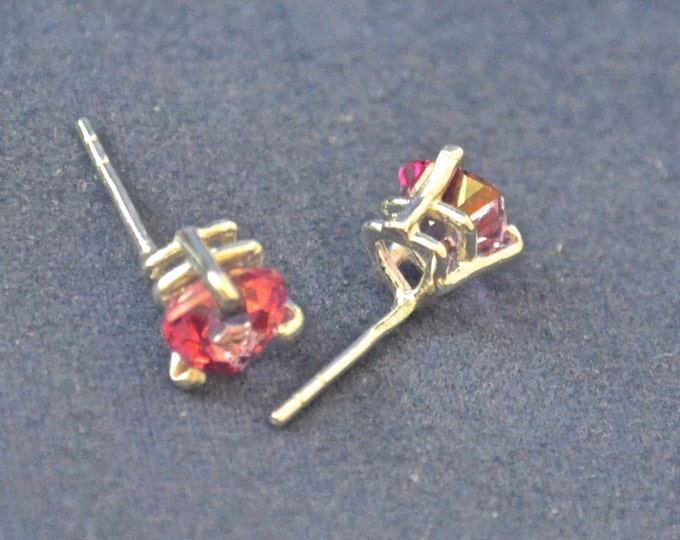 Pink Topaz Studs, 6mm Trillion, Natural, Set in Sterling Silver E643