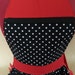thumbnail image 2 of Retro 50s Style Full Apron – Black & White Spot With Purple Trim, Cotton Blend, Kitchen Pinny 2 of 4
