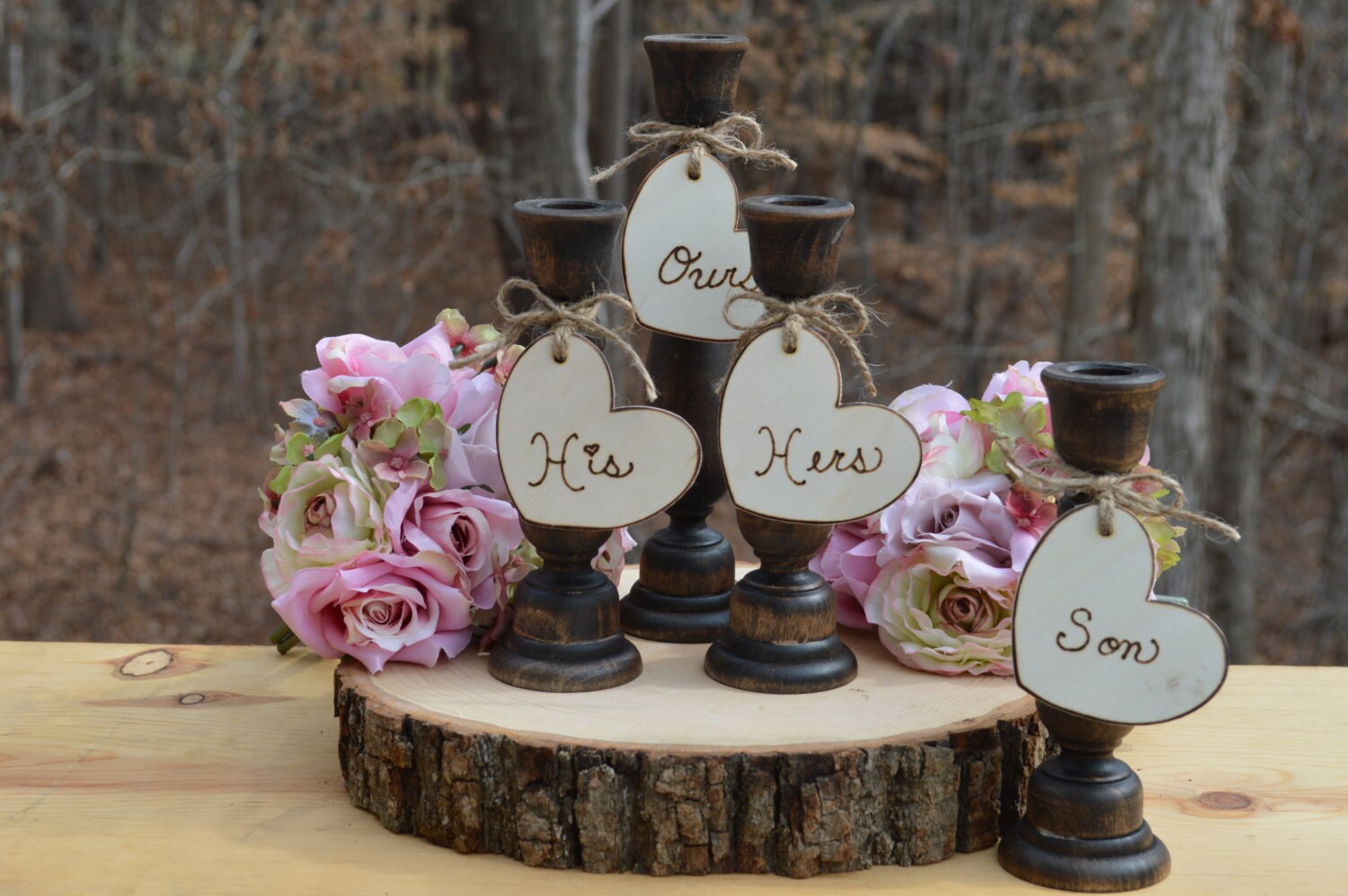 family unity candle holders rustic wedding unity candle set