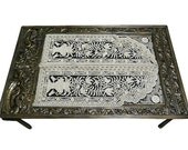 Ornate Bone Inlay Floral Table Hand Carved Dining Table