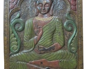 Harmony and Bliss- Buddha Wall Panel Vitarka Mudra Hand Carving Door 36" X 48"