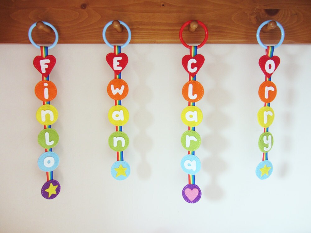 Personalised rainbow baby wall hanging by MadeByEdenGrace on Etsy