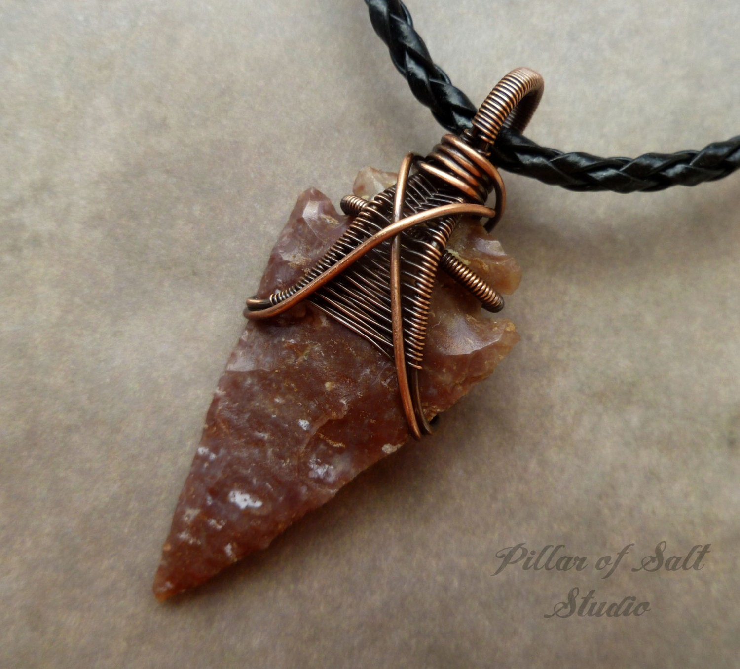 Wire Wrapped Arrowhead necklace Wire wrapped pendant mens