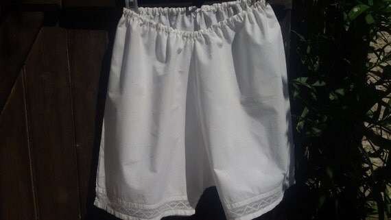 Victorian Panties 1900's White Slouchy Shorts Handmade