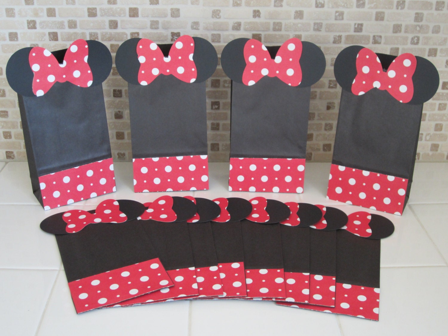 Minnie Mouse Favor Treat Bags Set of 12 Red Polka Dot Minnie