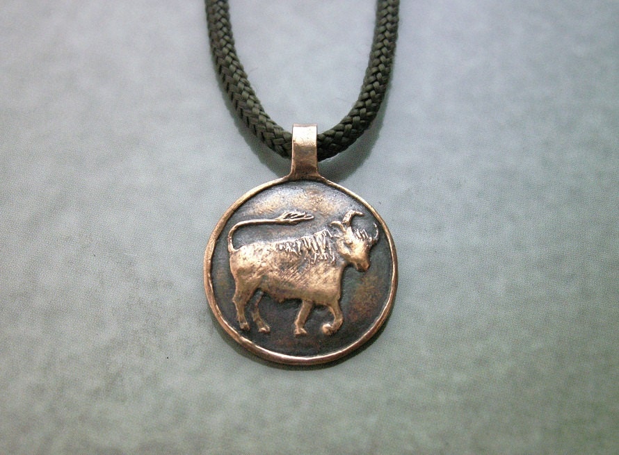 Taurus necklace Taurus men necklace copper pendant copper