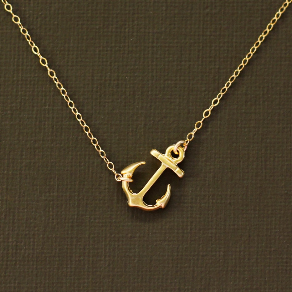 Gold Anchor Necklace 14K Gold Filled Chain