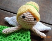 Tink Inspired Crochet Lovey, crocheted baby lovey, crochet lovey, princess lovey, baby lovey, crochet doll, crochet security blanket, fairy