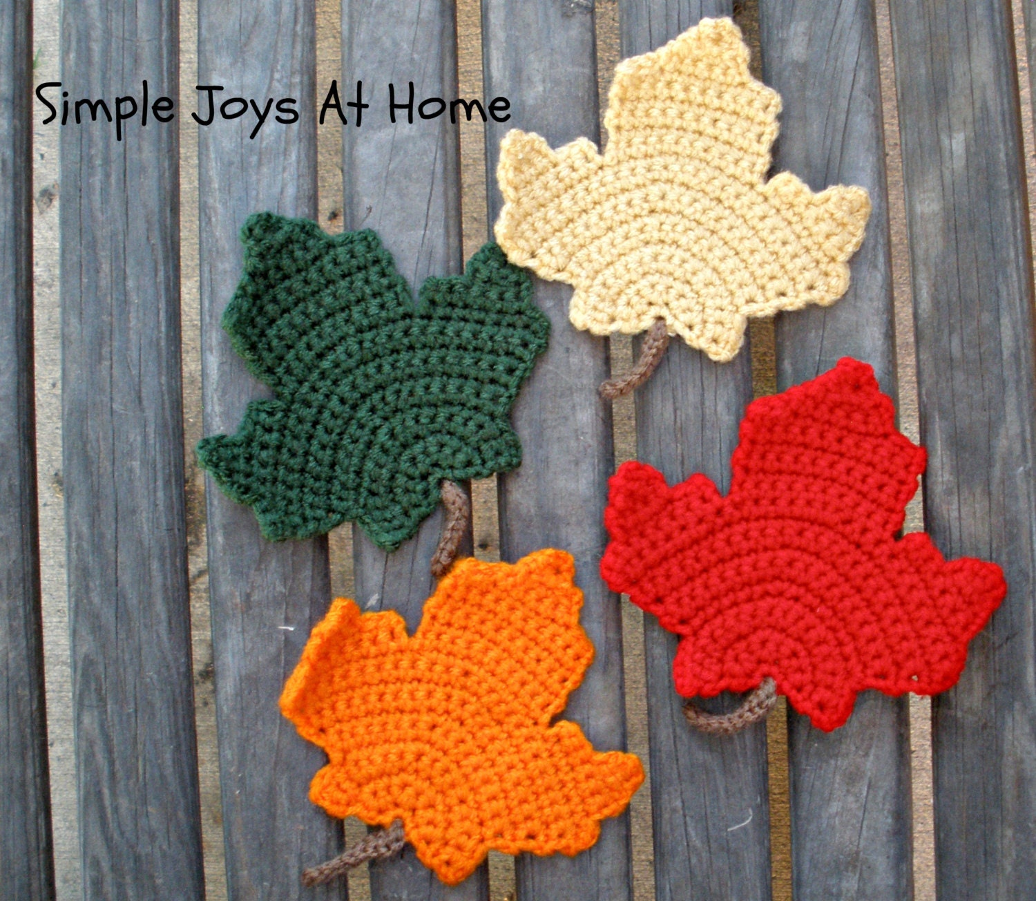 Set of 4 Crocheted Fall Leaf Coasters // Fall Coasters
