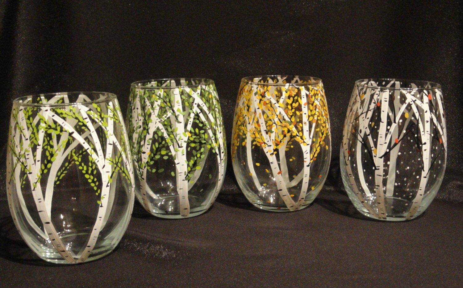Birch Tree Painted Wine Glass Birch Tree Painted Wine Glass