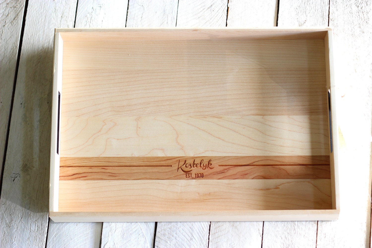 Custom Personalized Wood Serving Tray Engraved Name And Date 