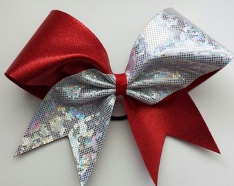 Red and white cheer bow