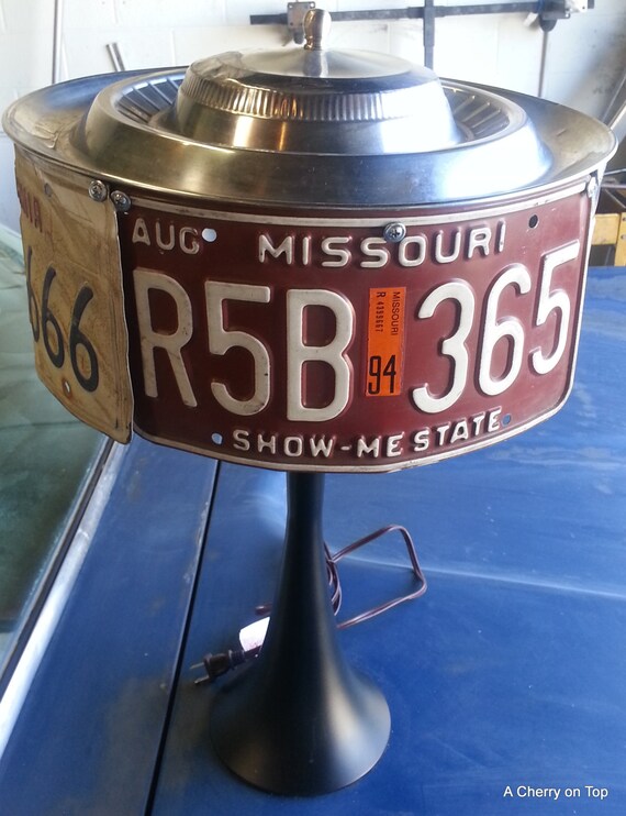 Vintage License Plate Light Table Lamp and by WalkingOnCloudNine
