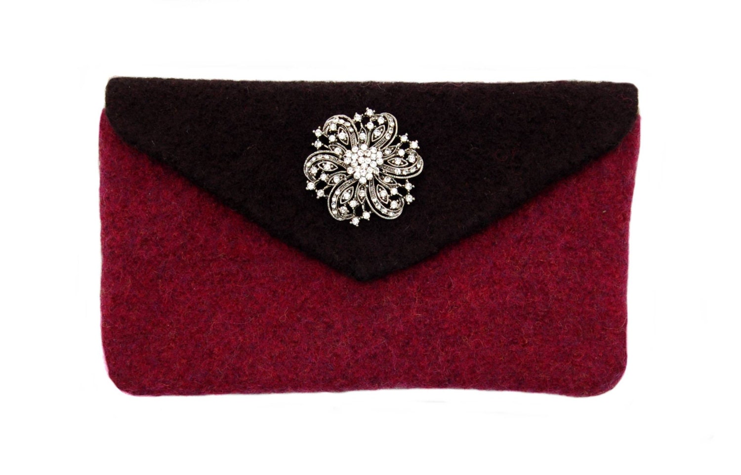 Raspberry and Black Felted Clutch Felted clutch complete