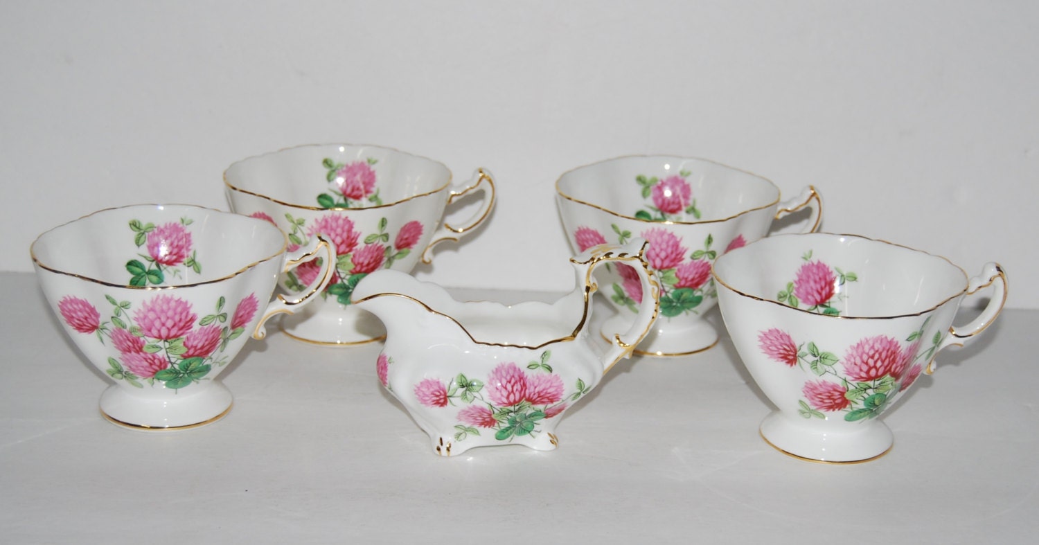 Vintage Tea Cups and Creamer by Hammersley Bone China