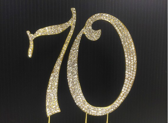 Rhinestone Gold NUMBER 70 Cake Topper 70th Birthday