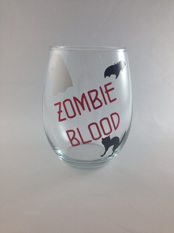 Halloween glass halloween wine glass zombie blood by BellaCuttery