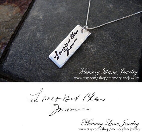 Sterling Silver Handwriting Necklace Actual Handwriting