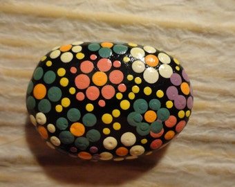 PAINTED BEACH STONE / Pebble Art /Hand Painted Stone/ Dot Painted Stone /Home Decor / Decorative Rock/ Abstract / Acrylic / Original