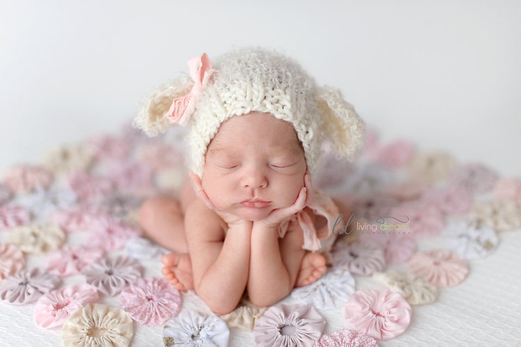 Newborn Hat Newborn Photo Prop Baby Lamb Hat by Knitzbybeansknots