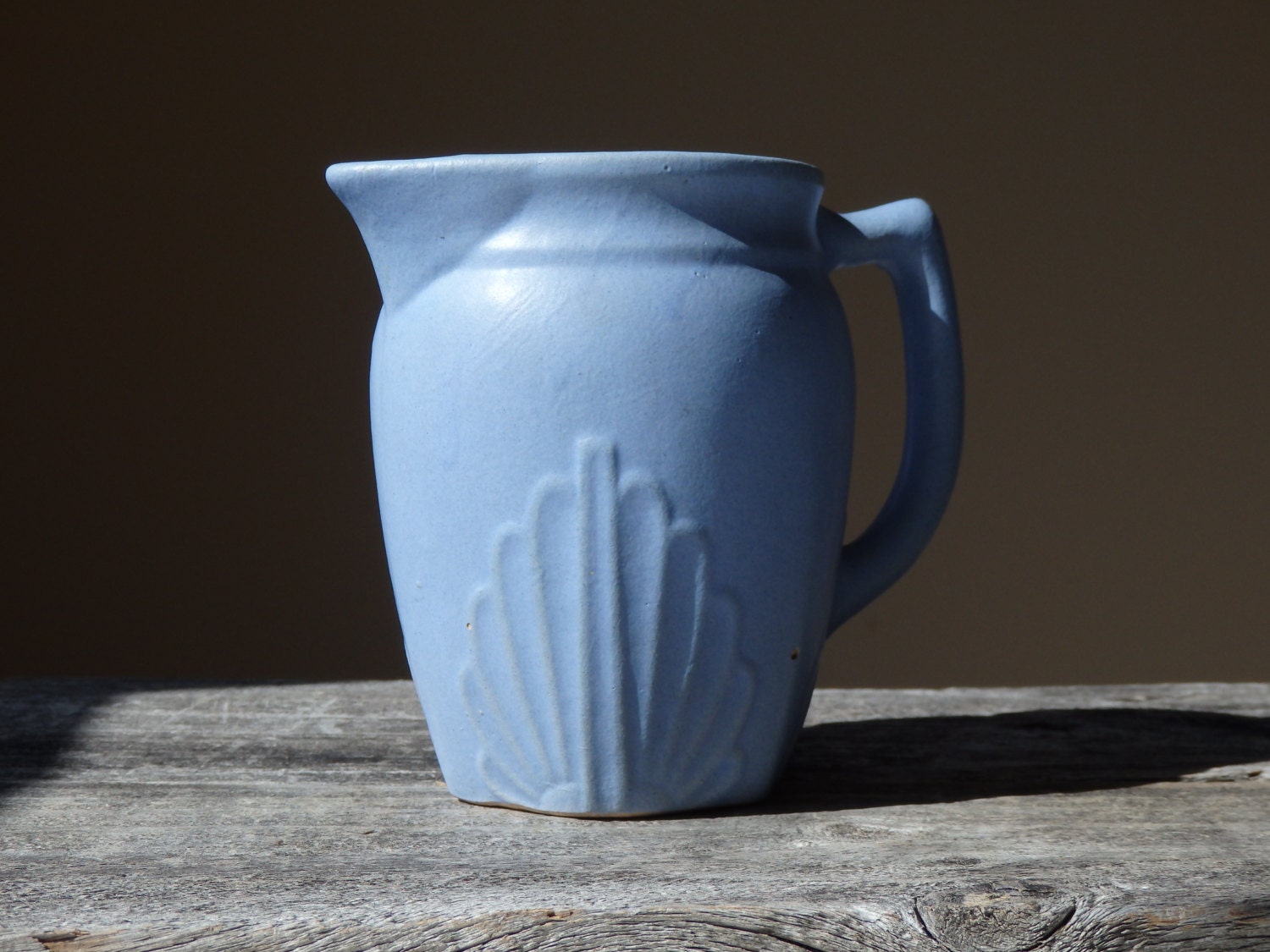 Vintage Pottery Pitcher Art Deco Pottery Blue Pottery Pitcher