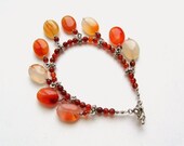 Orange Carnelan Bracelet Gypsy Bohemian dangle bracelet natural semiprecious gemstone orange agate jewelry unique design