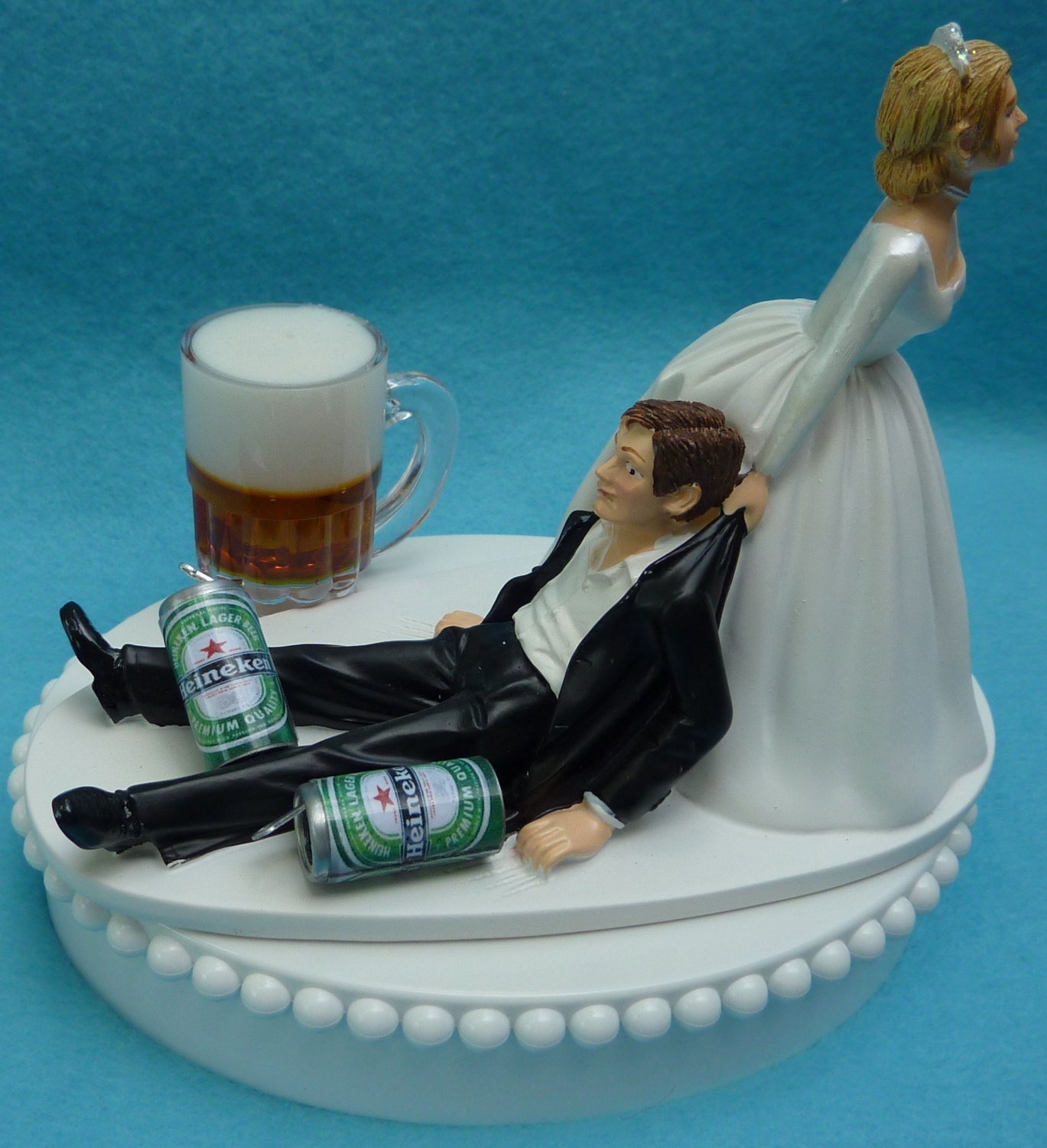 Wedding Cake Topper Heineken Beer Mug Cans Drinking Drinker Wedding Cake Topper Heineken Beer Mug Cans Drinking Drinker
