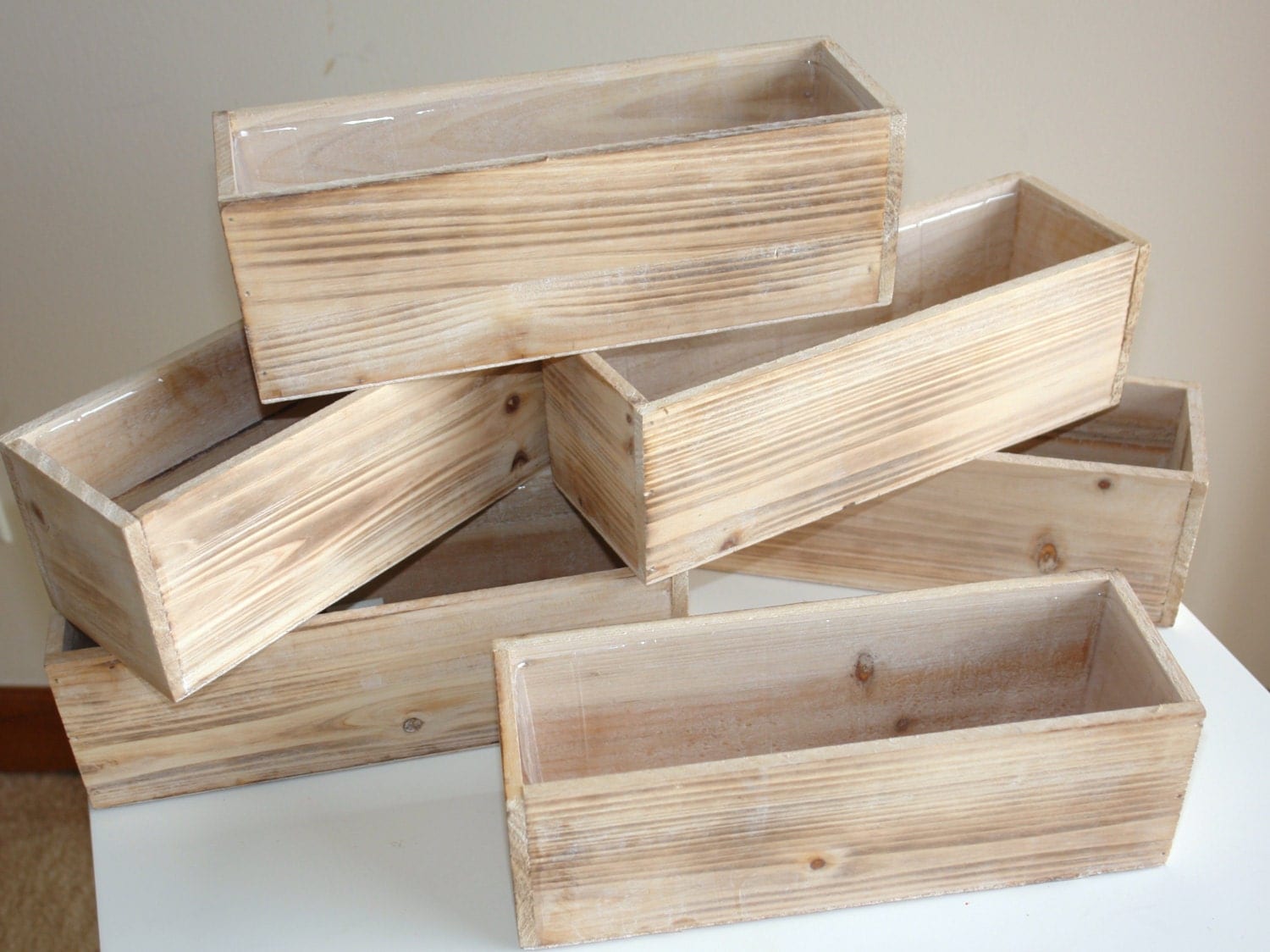 wood box rectangular boxes weddings table decor centerpieces