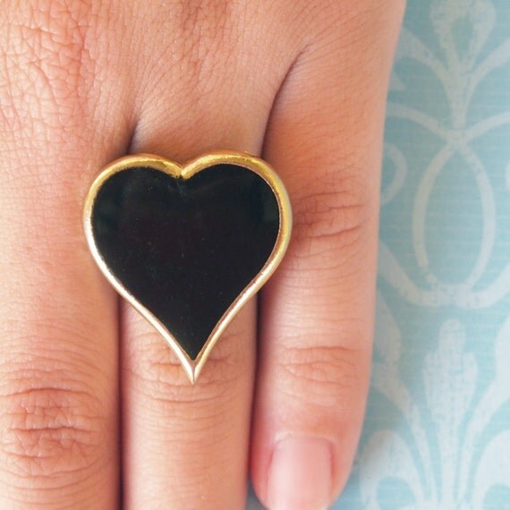 Items similar to Black Heart Ring on Etsy