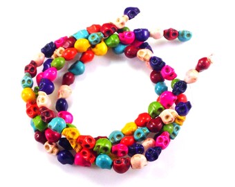 50 pcs muti colour howlite skull bead for jewellery making ( C452 )