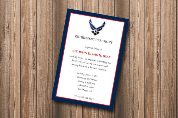 Military Navy Army Marines Air Force Retirement Ceremony (all branches available) - DIY Personalized Printable Invitation Il_570xn