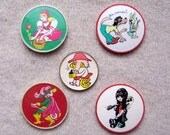 5 Vintage Soviet Pins Badges Cartoon Characters USSR the 1970s