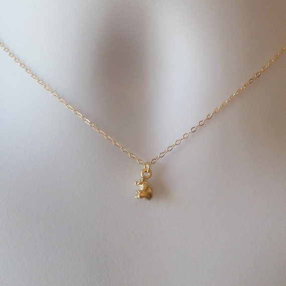 Bear Necklace Gold Bear Necklace Tiny Gold by WanderingDandelion