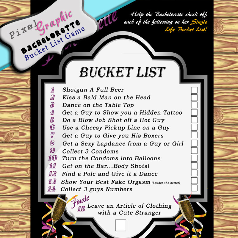 Printable Bachelorette Bucket List Game Instant Download