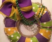 mardi gras burlap door hanger