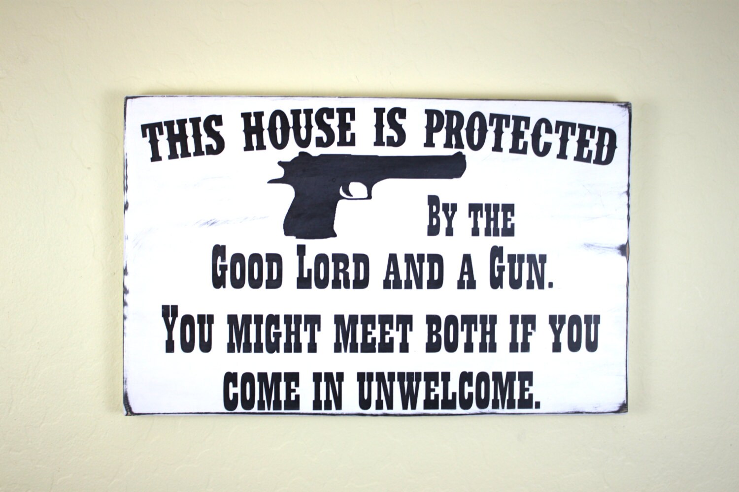 Gun Wall Sign Custom Wood Sign Wood Board Home by