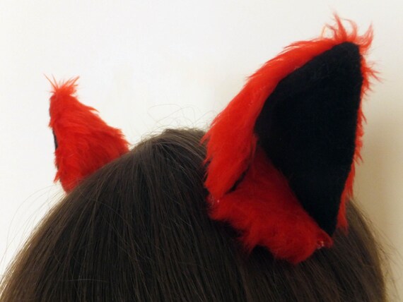 Red Cosplay Fox Cat Wolf Ears Neko On Hair Clips Kitsune