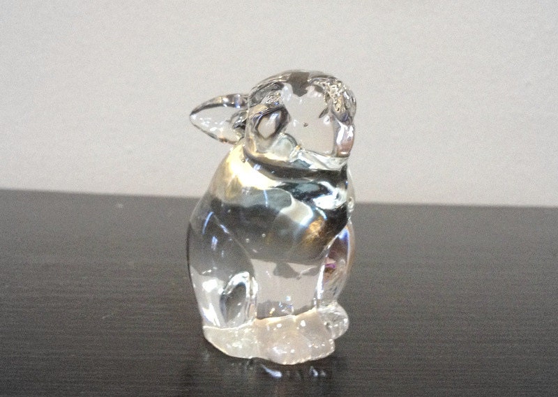 clear glass rabbit figurine