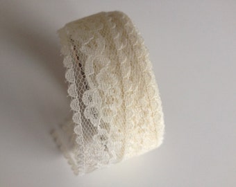 Sheer Ivory Lace Ribbon 7/8 inch x 4 yards, lace ribbon, ivory lace ribbon, ivory lace, 1 inch lace
