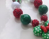 Minnie Mouse Inspired Necklace-Red Minnie-Chunky-Bubble Gum Necklace- Christmas Minnie Mouse- Green Minnie Il_170x135