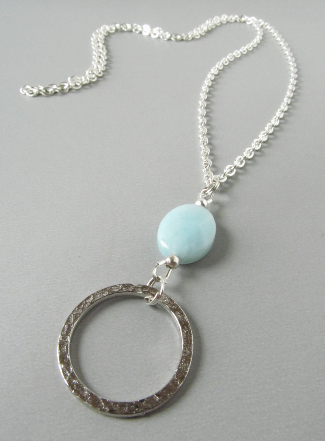 Silver Eyeglass Lanyard Blue Green Reading Glasses by HalfSnow