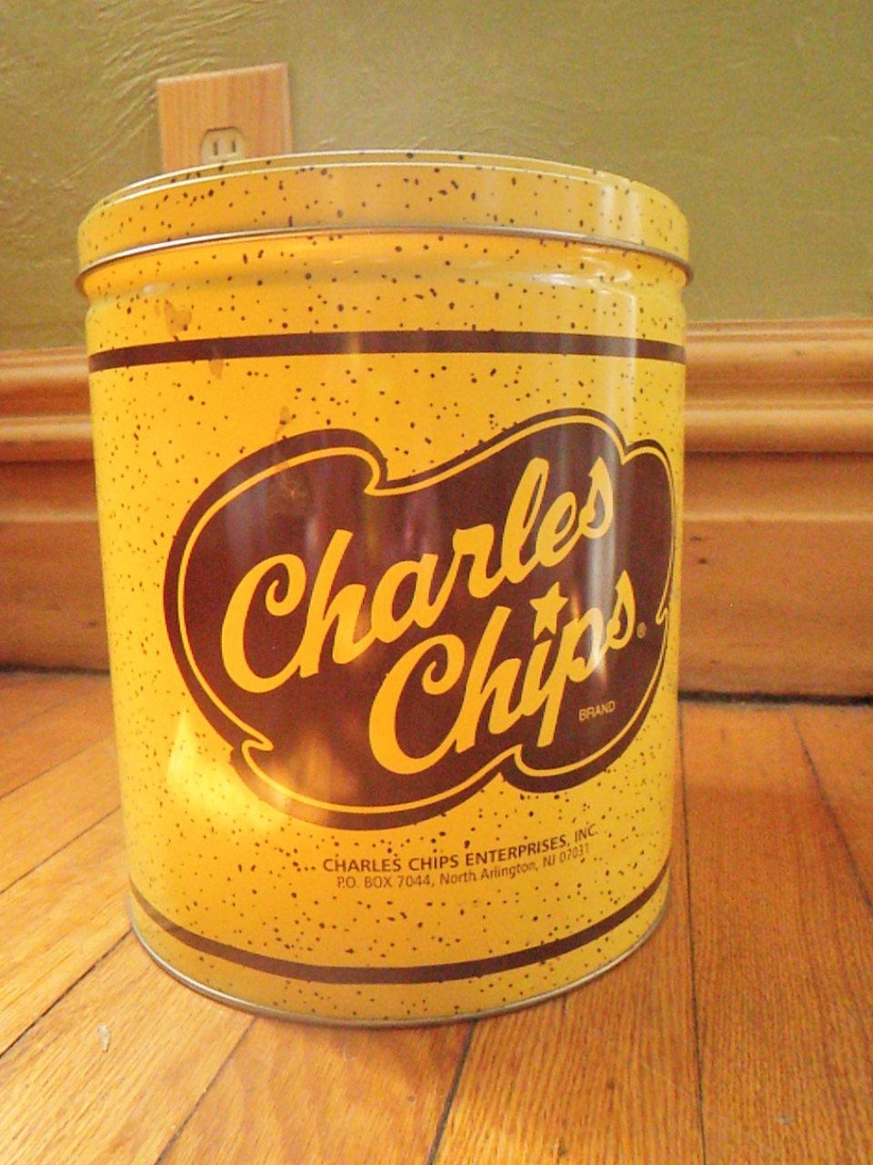 large Charles Chips Brand Chip tin