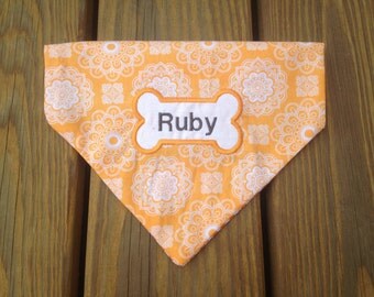 Orange and White Tennessee Vols Football Personalized Dog Bandana Dog Collar Accessory