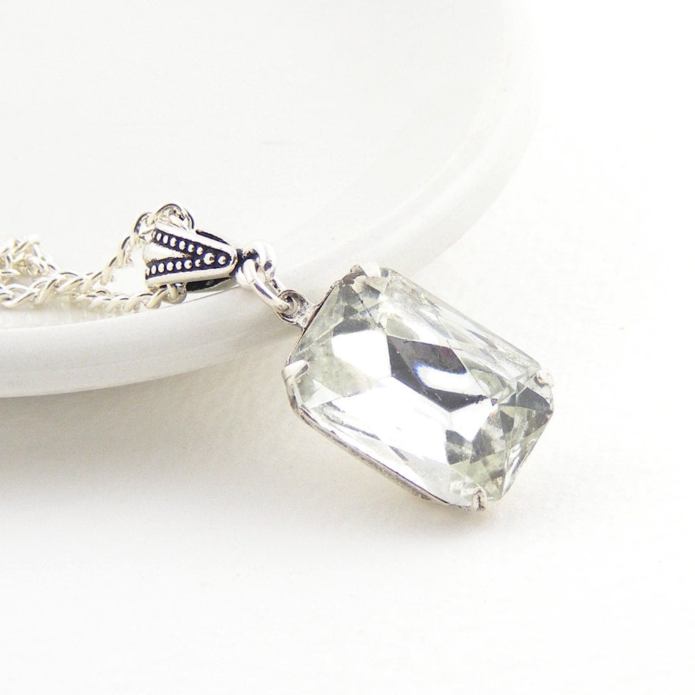Vintage Rhinestone Necklace, Estate Style Vintage Swarovski Crystal Jewel Necklace