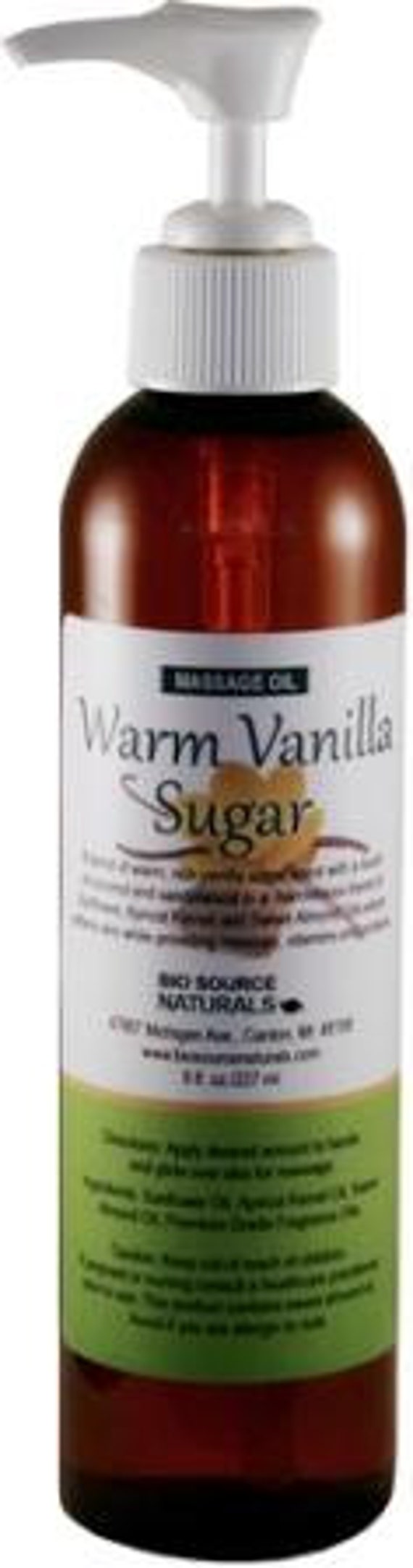 Warm Vanilla Sugar Massage Oil 8 oz with Lock Pump