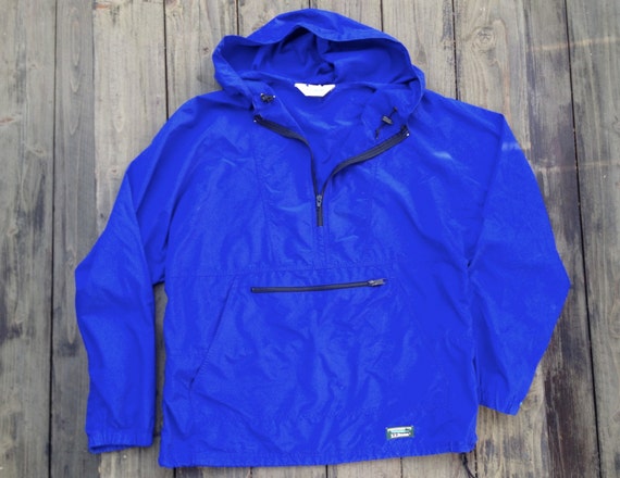 Items similar to Vintage LL Bean Anorak pullover. Blue cotton poly, Men ...