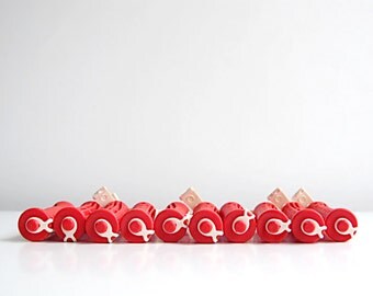 Vintage Hair Curlers Set of 10, Swedish Hair Rollers, Red Plastic Hair Accessories, Retro Hairstyle Design