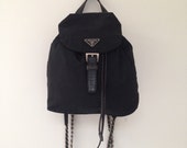 Items similar to Rare vintage Prada black backpack with ...  