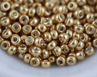 8/0 Galvanized Gold (#1052) Miyuki Glass Seed Beads 10 grams (M-7D)